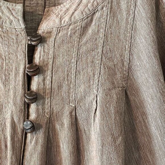 Sharagano brown linen cotton cropped short sleeve swing jacket 22W - Picture 2 of 13